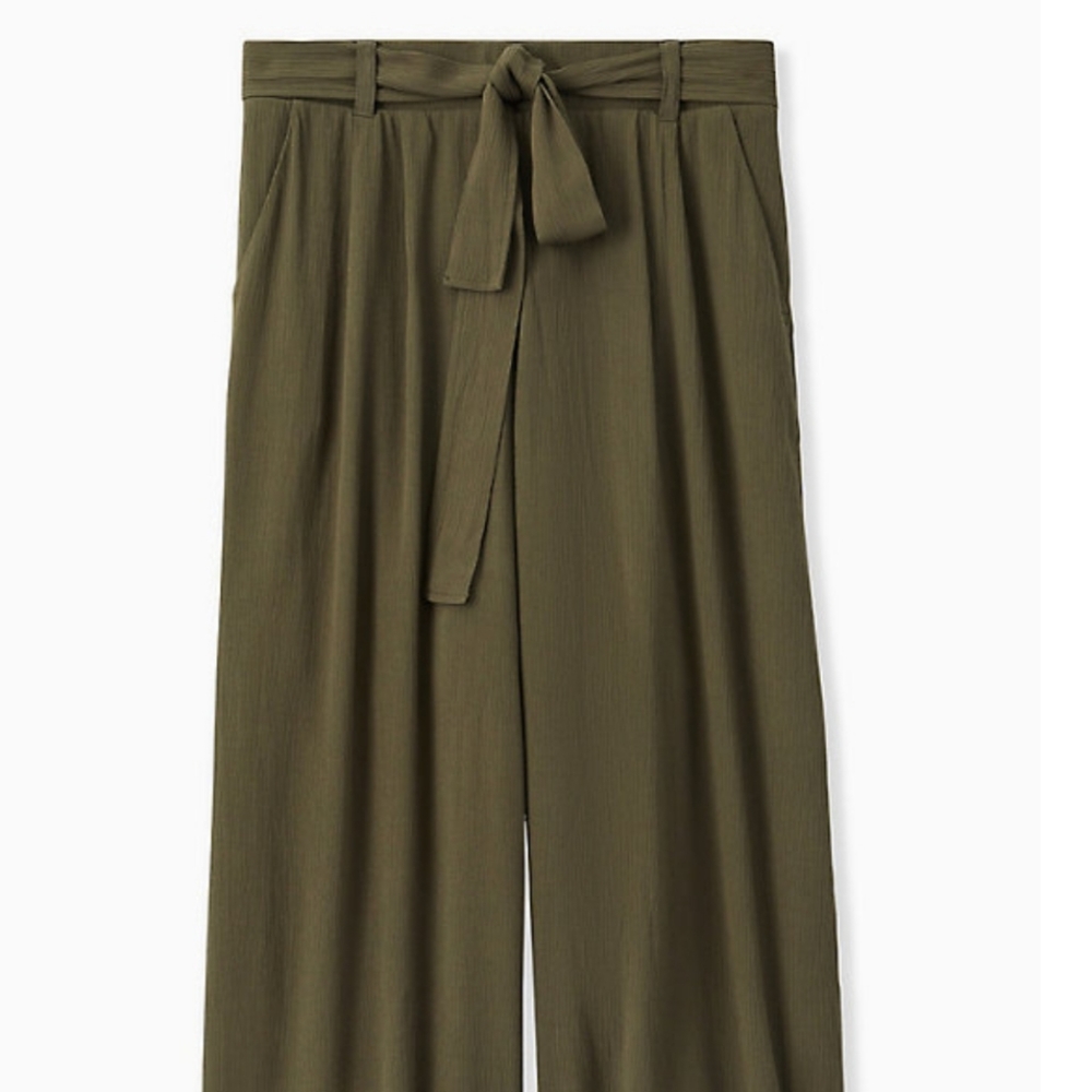 Torrid olive gauze self tie culotte pants